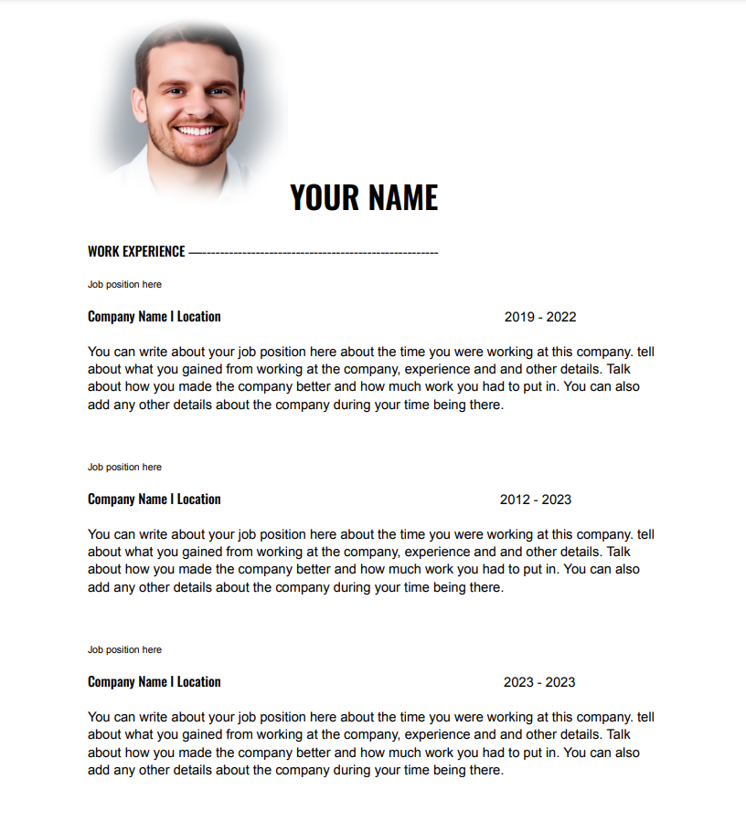 Job Resume Template