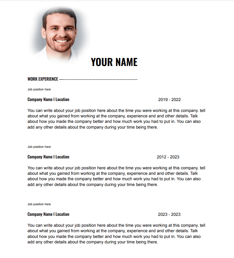 Job Resume Template