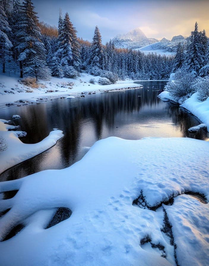 Snowy Lake (Stock Photo)