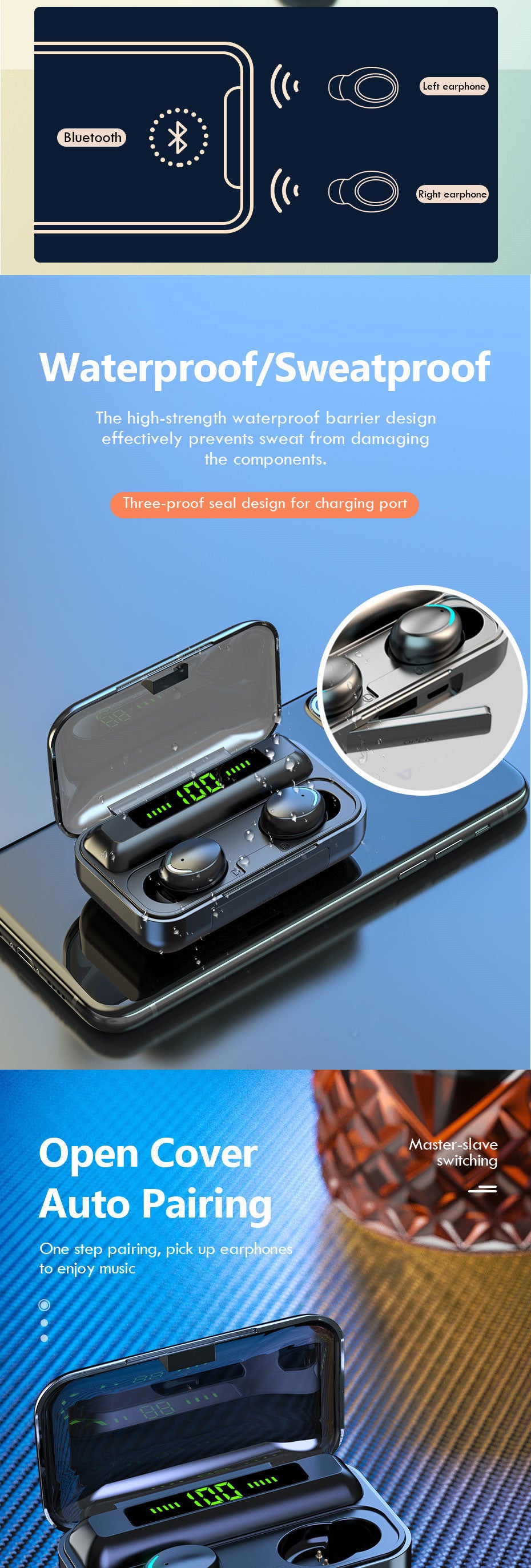 TWS Bluetooth Headset Dual Earphones Noise Reduction