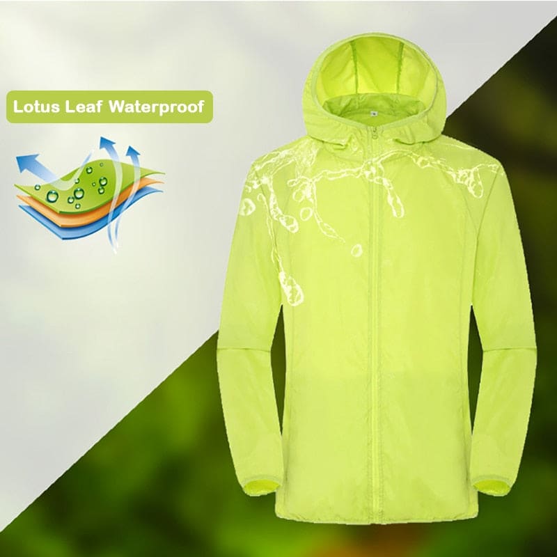 Waterproof Rain Jacket & Sun Protection with Windbreaker Material