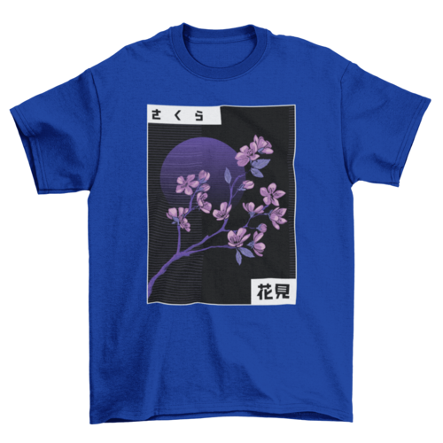 Vaporwave t-skjorte med kirsebærblomster