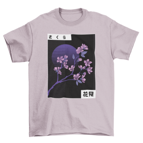 Vaporwave t-skjorte med kirsebærblomster