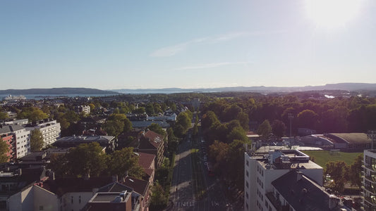 Busy Street City View - Majorstua Drone Footage