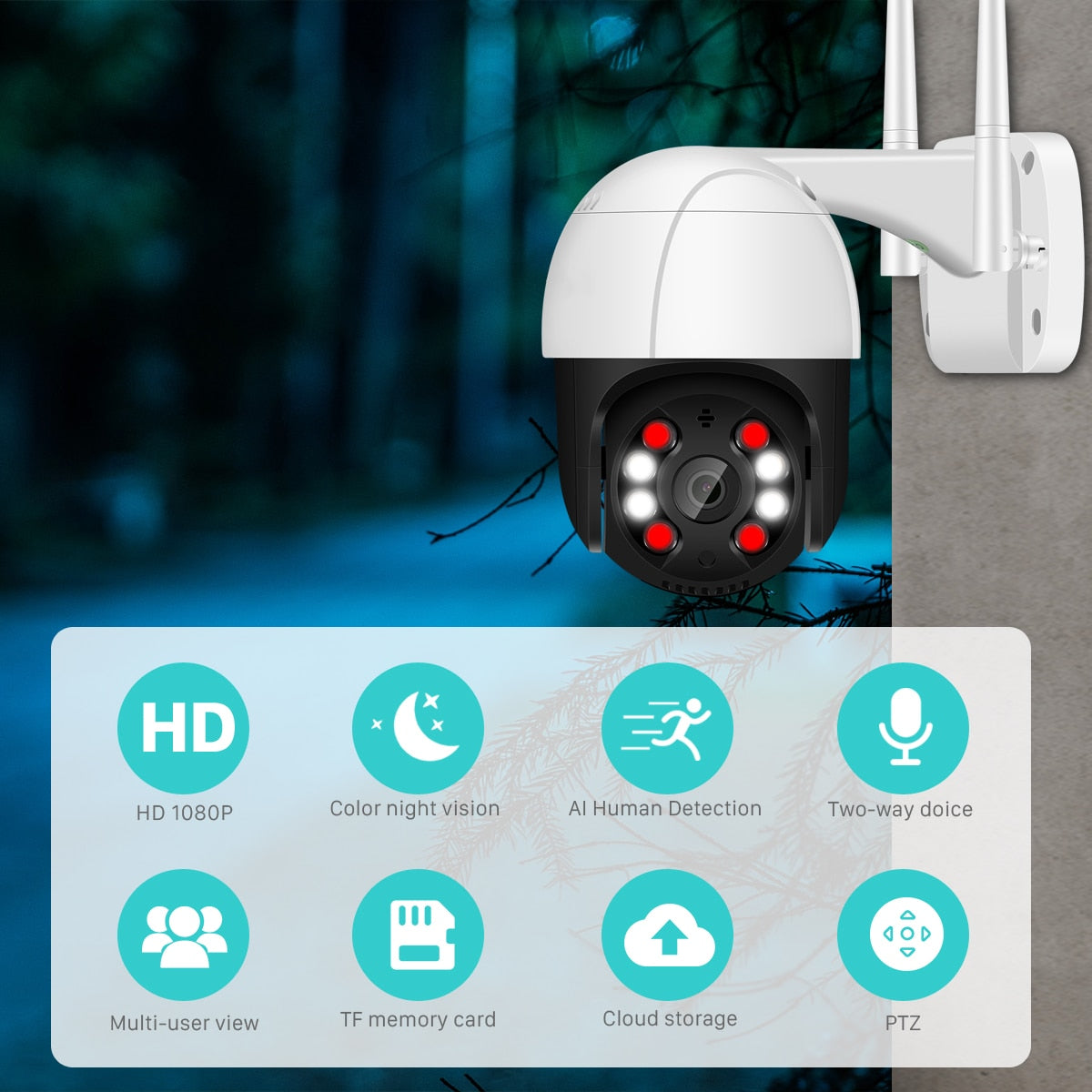 Wifi Outdoor AI Human Detect Wireless Camera Audio Security CCTV