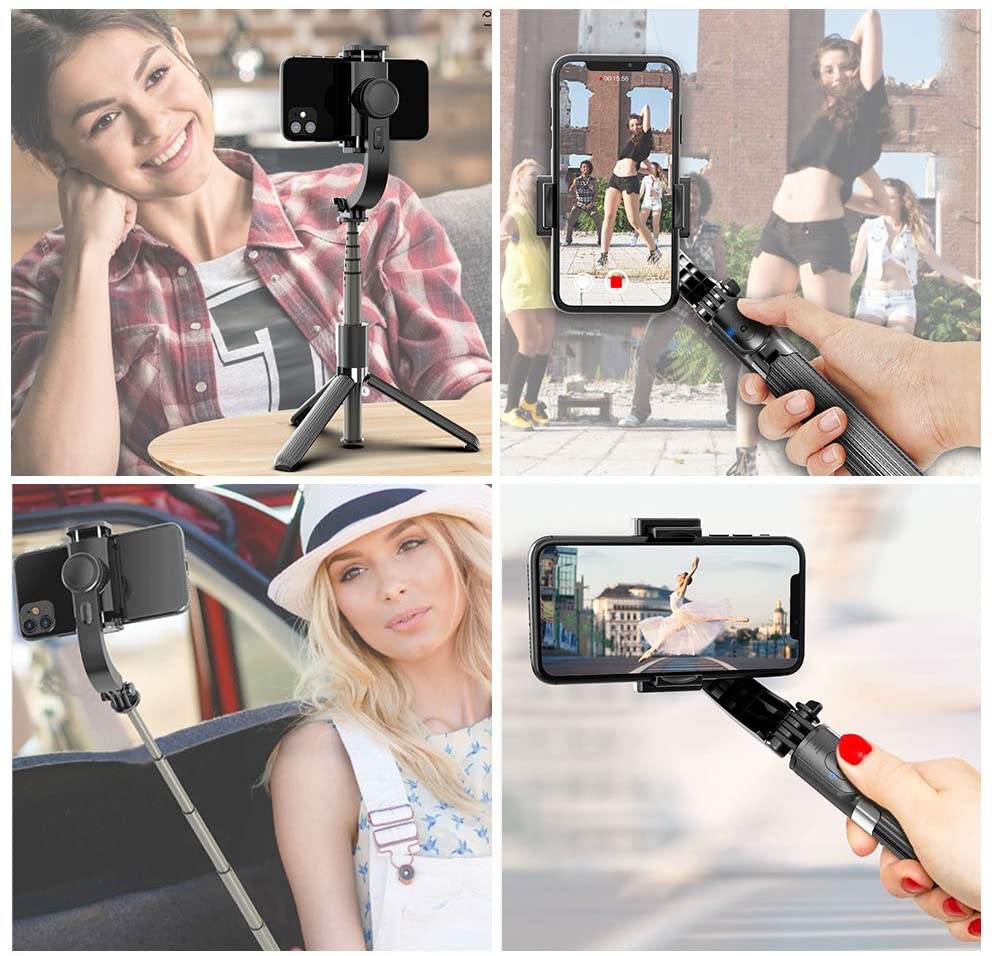 Gimbal Stabilizer Selfie Stick Tripod with Bluetooth Wireless Remote