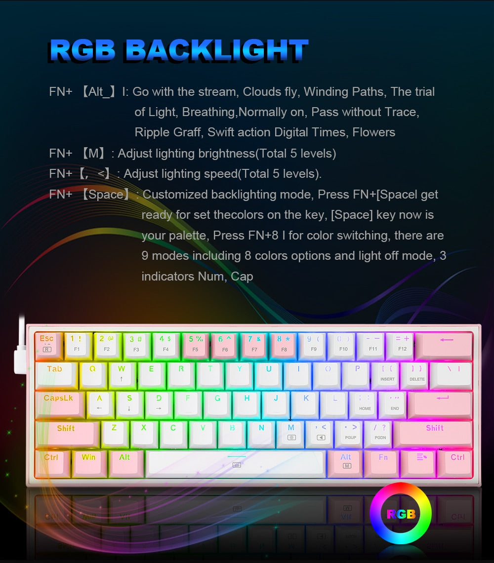 RGB Backlit USB Mini Mechanical Gaming Keyboard