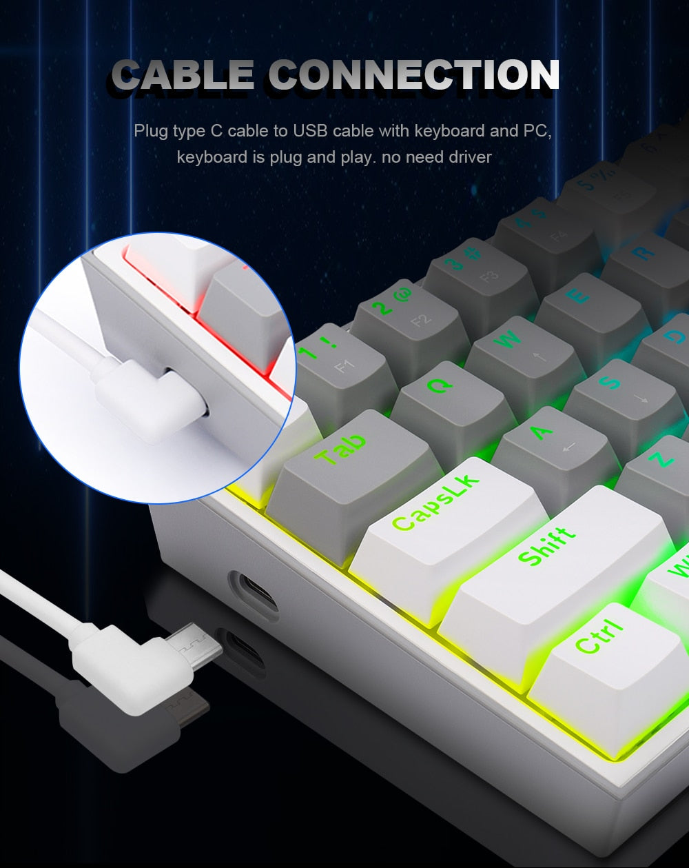 RGB Backlit USB Mini Mechanical Gaming Keyboard