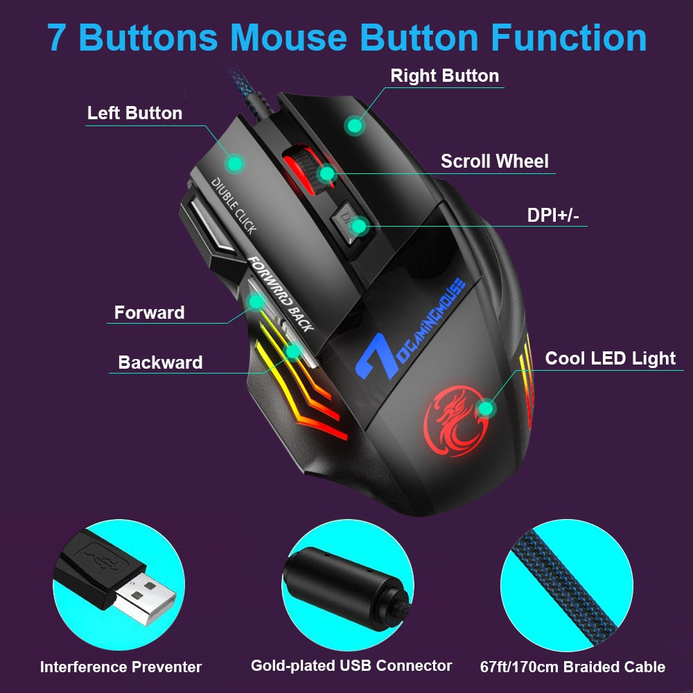 Wired Gaming Mouse LED 5500 DPI