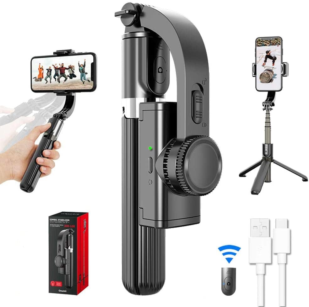 Gimbal Stabilizer Selfie Stick Tripod with Bluetooth Wireless Remote