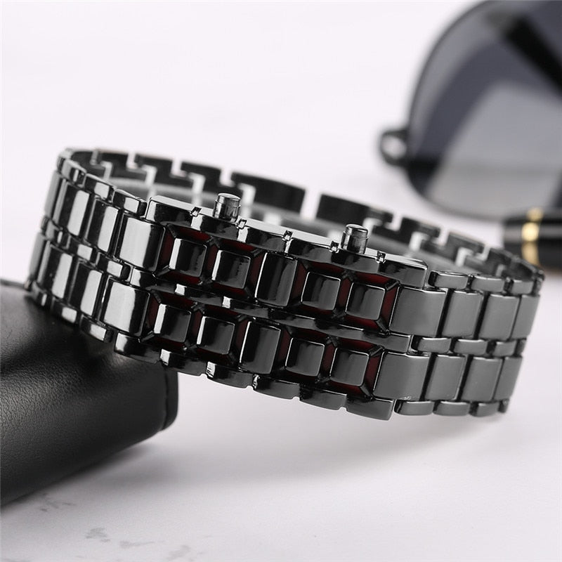 Metal Digital Lava Wrist Watch LED Display