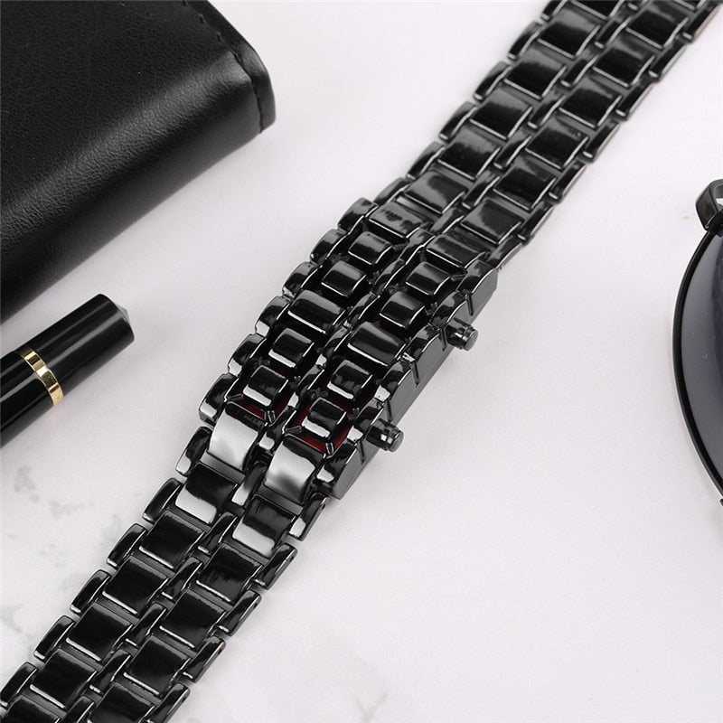 Metal Digital Lava Wrist Watch LED Display