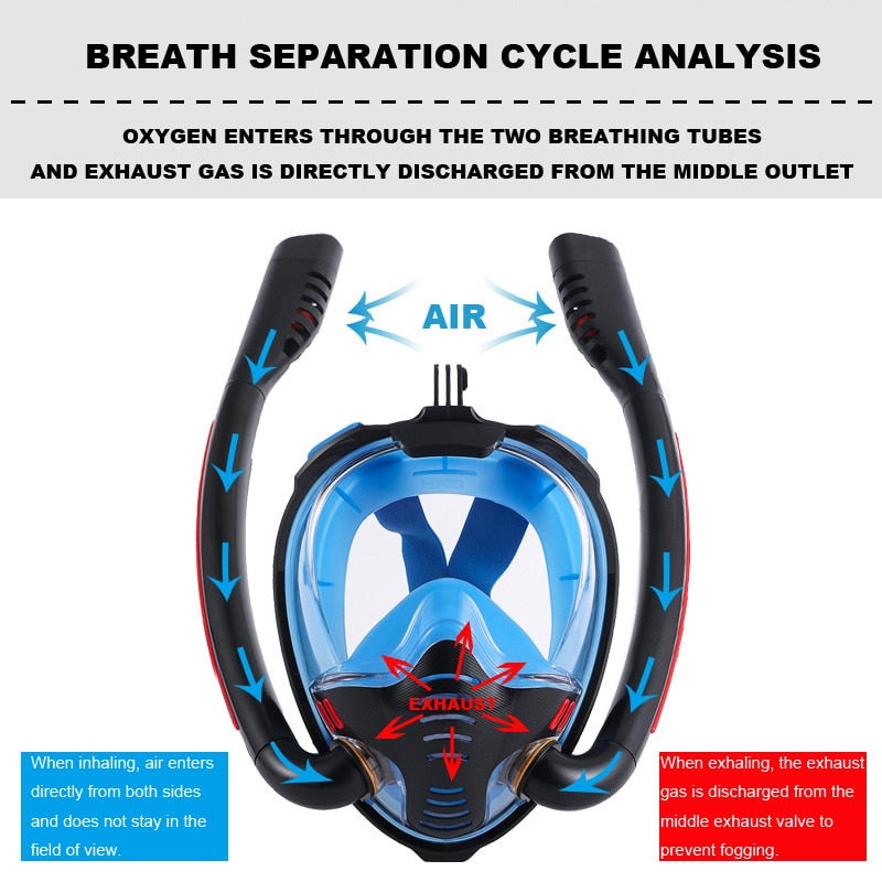 Dykkermaske Scuba Double Snorkel Anti-Fog Snorkling