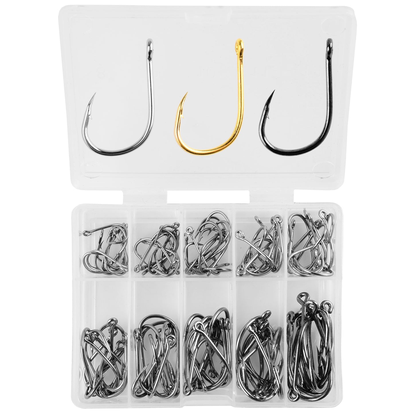 100Pcs Fishing Hooks Set Carbon Steel