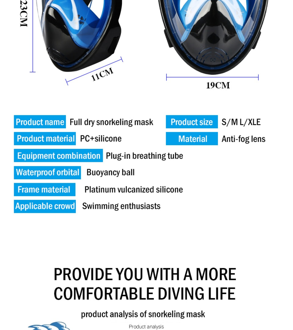 Underwater Scuba Anti Fog Full Face Diving Mask Snorkeling