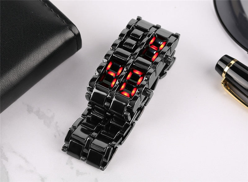 Metal Digital Lava Wrist Watch LED Display