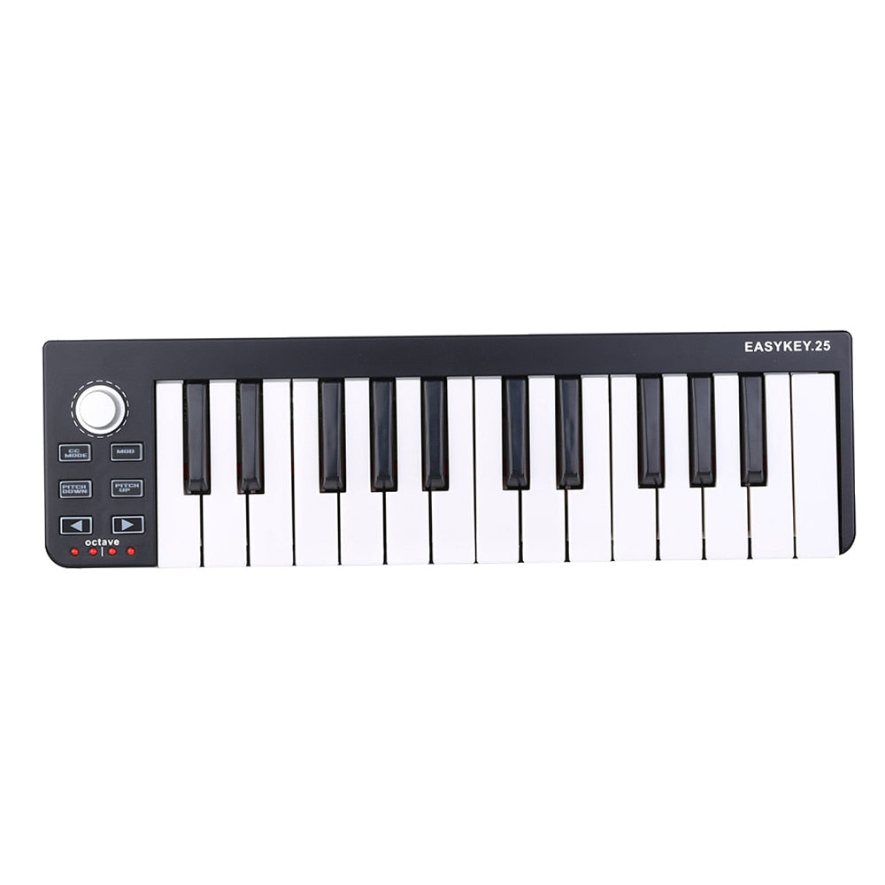 Bærbart Mini 25-tasters USB MIDI Controller Keyboard