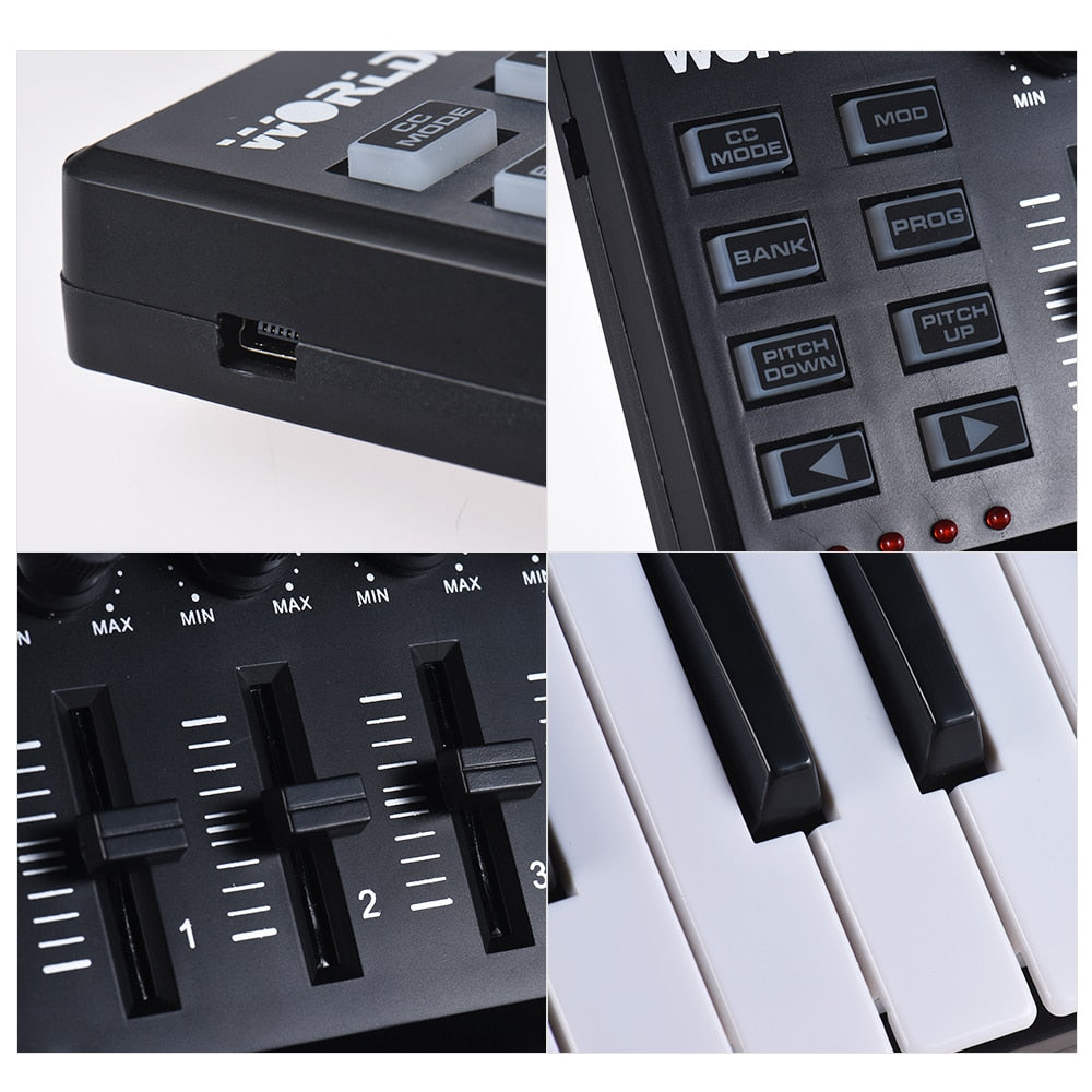 MINI 25-tasters ultrabærbar USB MIDI-tastaturkontroller