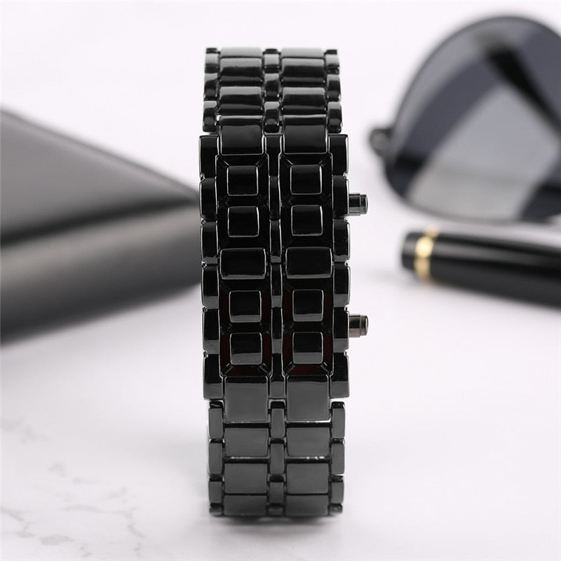 Metal Digital Lava Wrist Watch LED Display