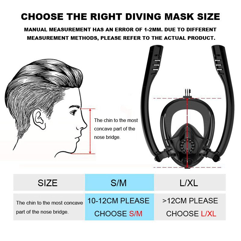 Dykkermaske Scuba Double Snorkel Anti-Fog Snorkling