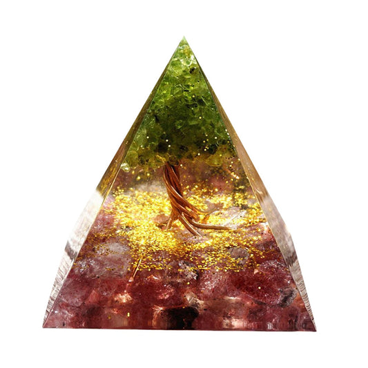 Energy Generator Orgone Pyramid Ametyst Peridot Healing Natural Crystal Chakra