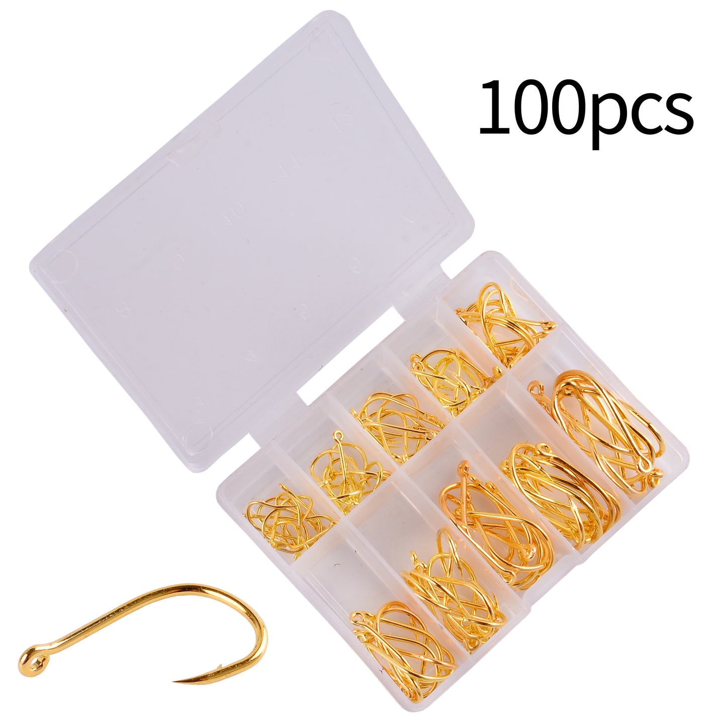 100Pcs Fishing Hooks Set Carbon Steel