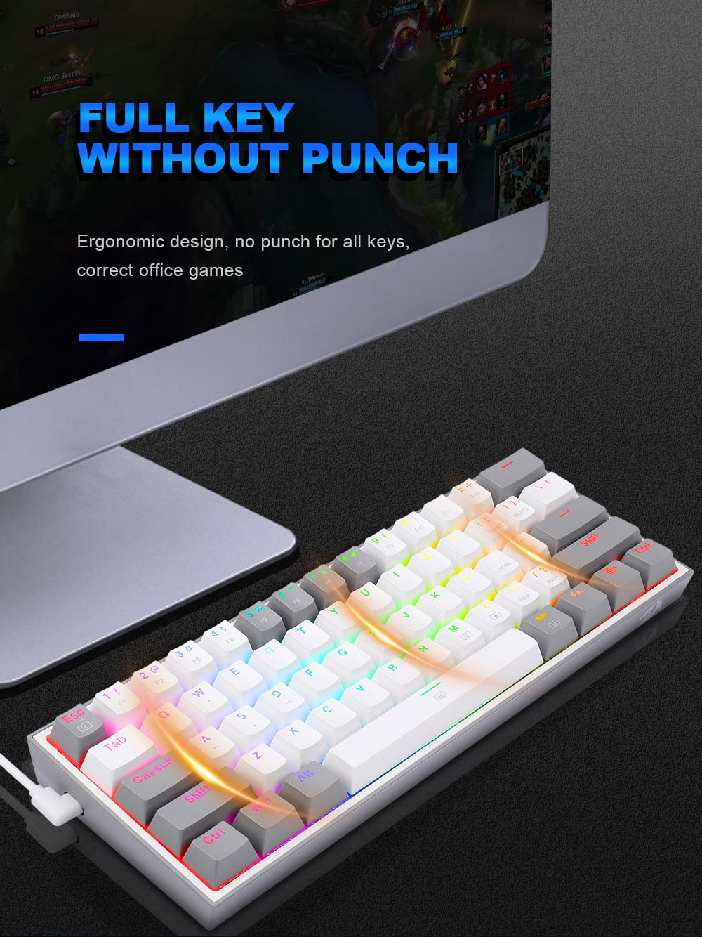 RGB Backlit USB Mini Mechanical Gaming Keyboard