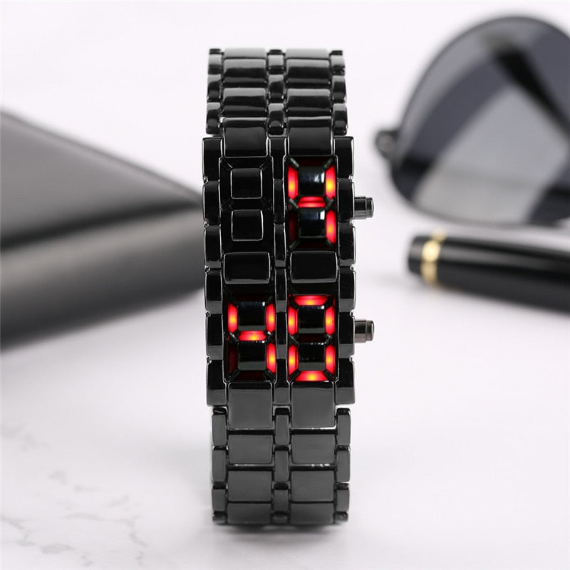 Metal Digital Lava Wrist Watch LED Display