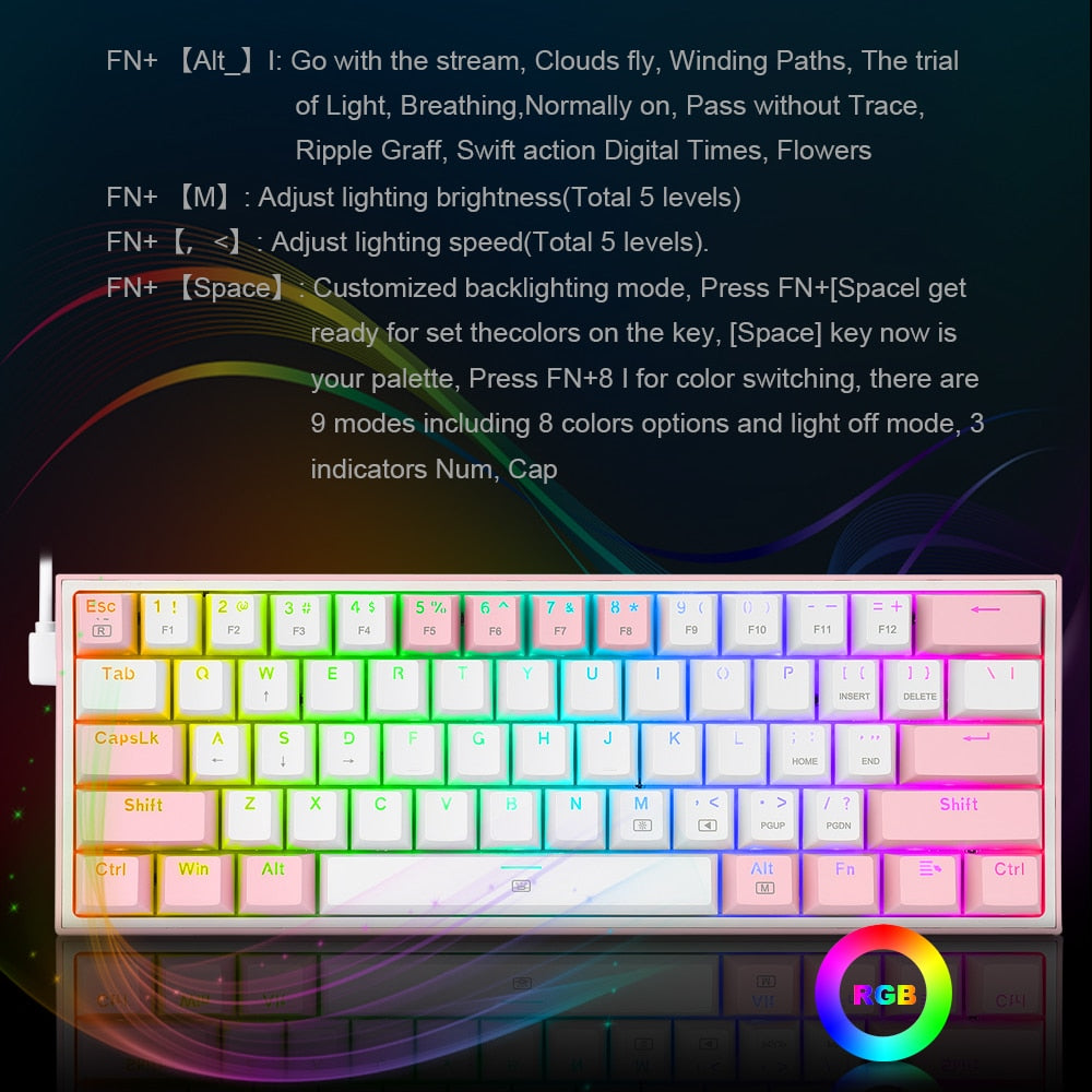 RGB Backlit USB Mini Mechanical Gaming Keyboard