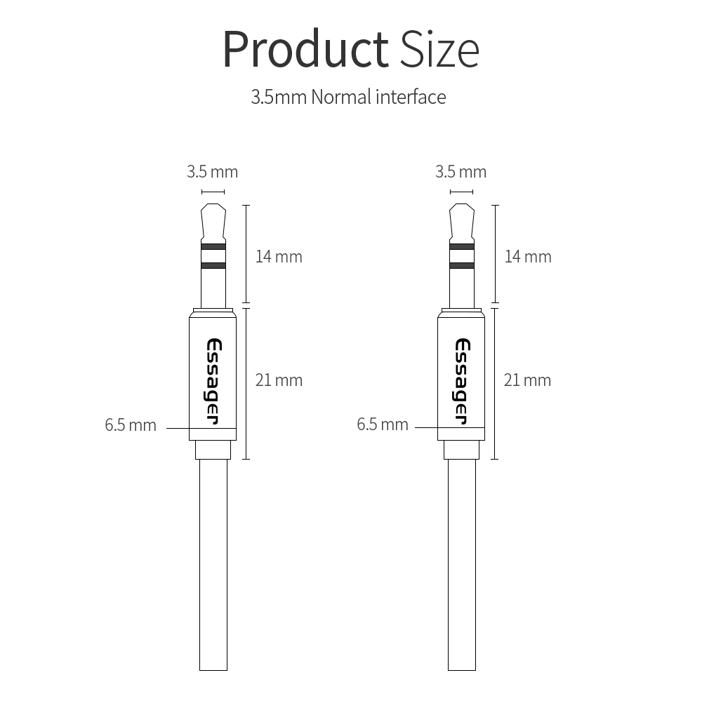 Aux-kabel 3,5 mm jack-adapter hann