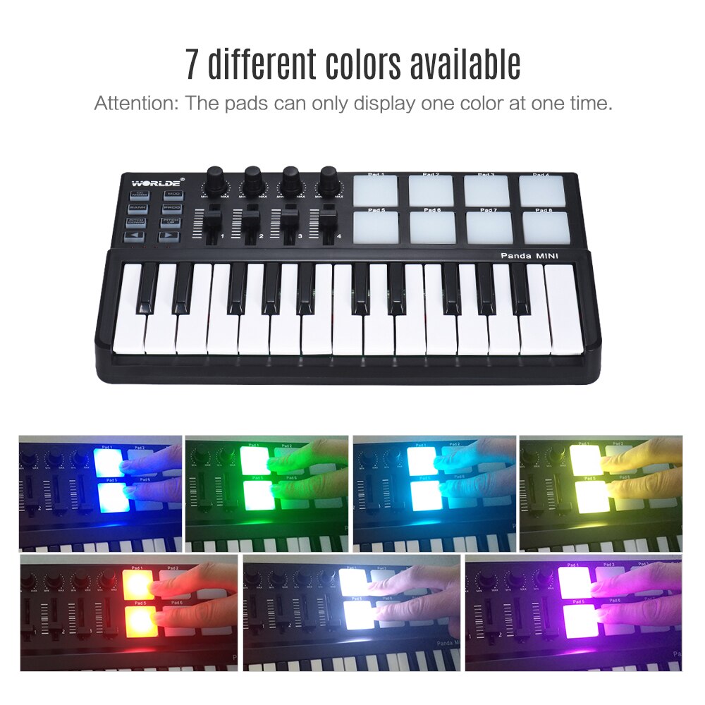 MINI 25-tasters ultrabærbar USB MIDI-tastaturkontroller