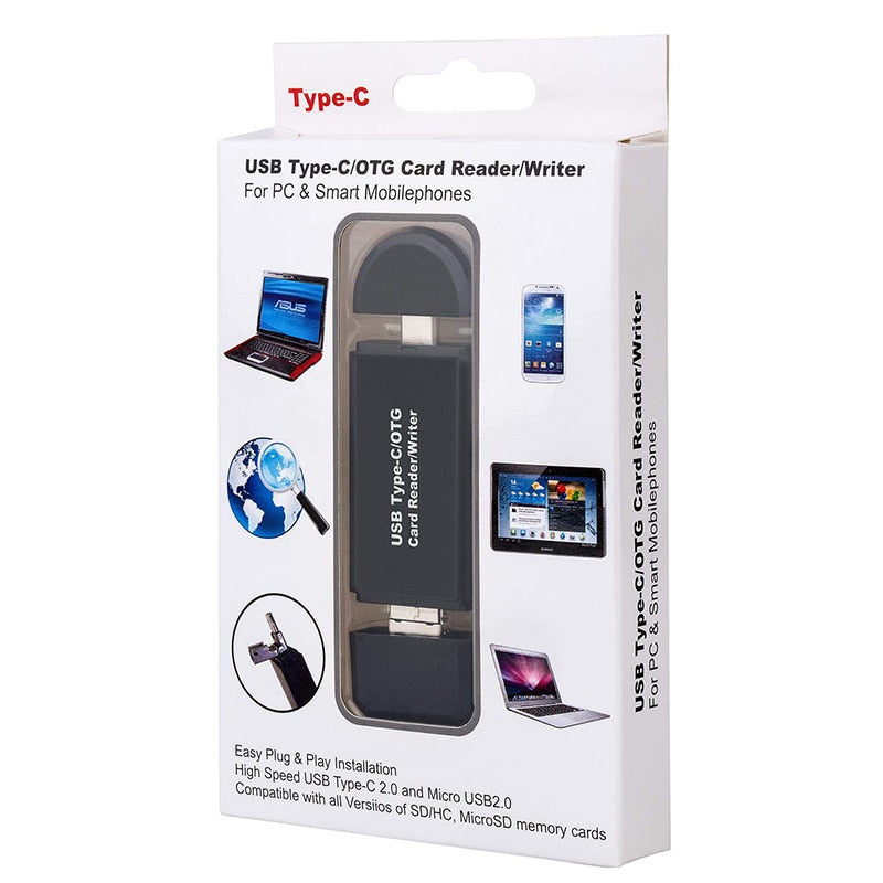 SD-kortleser USB C 3 In 1 TF/Mirco SD Type C Flash Drive Adapter