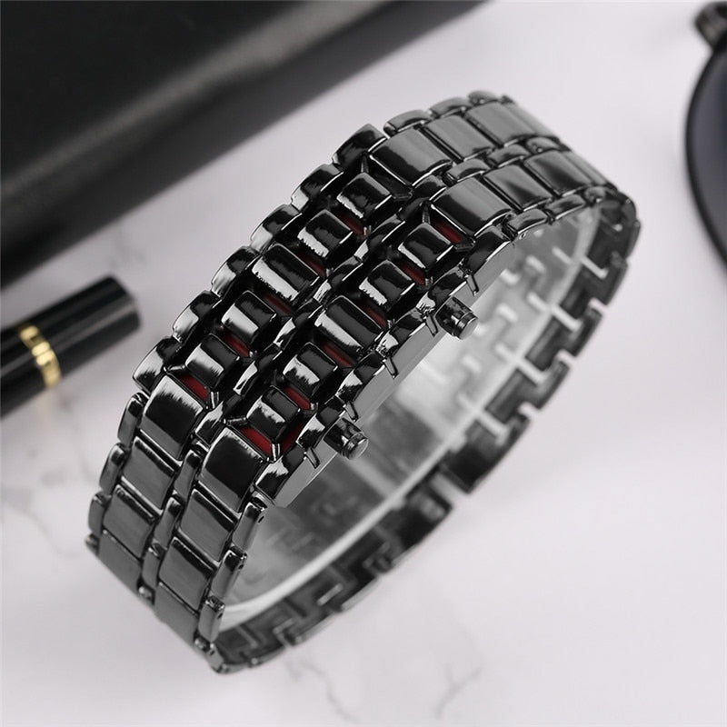 Metal Digital Lava Wrist Watch LED Display