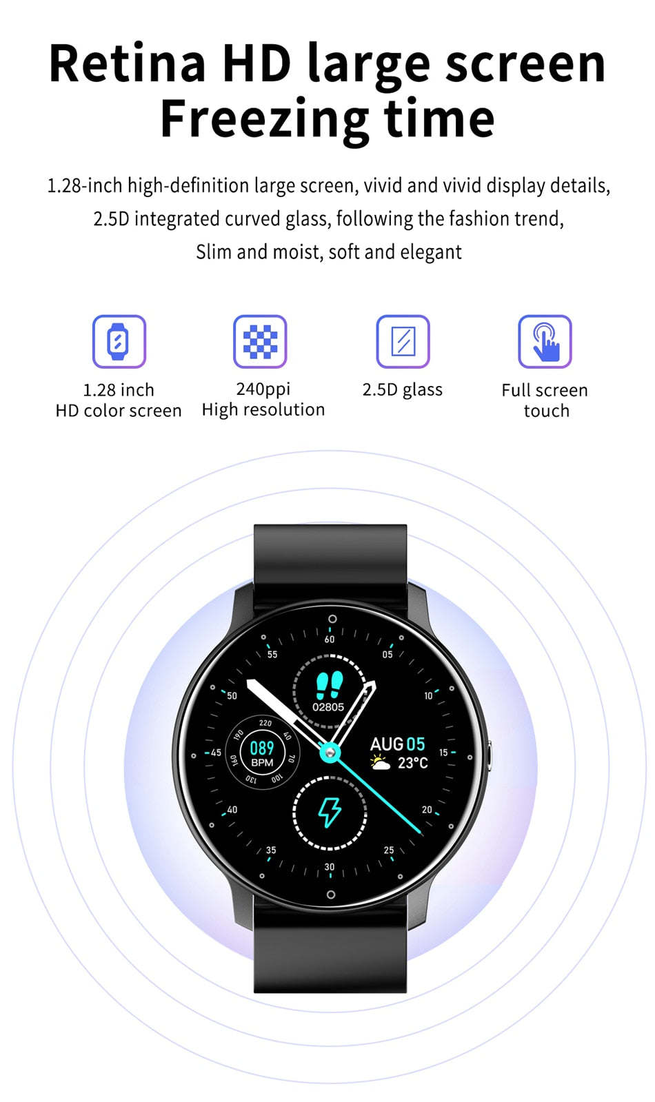 Smart Watch Full vanntett Bluetooth-berøringsskjerm