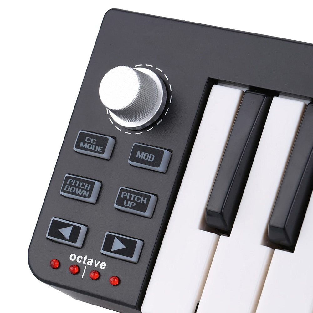 Bærbart Mini 25-tasters USB MIDI Controller Keyboard