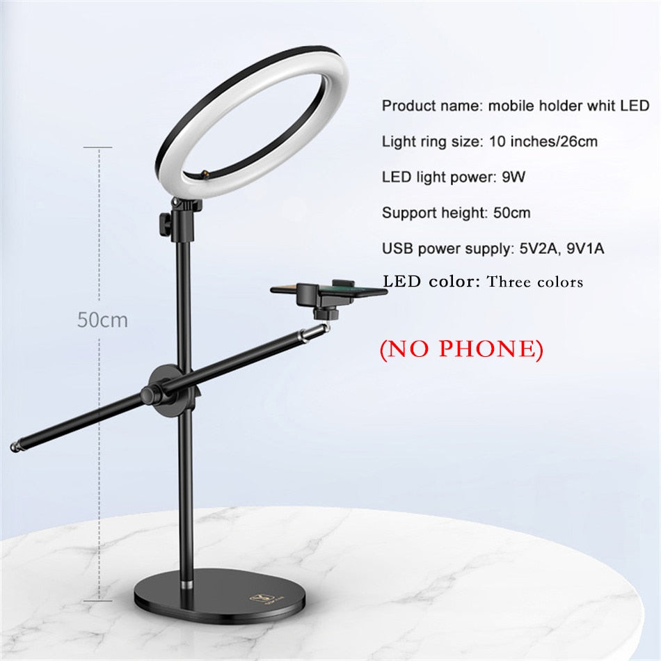 Monopod monteringsbrakett med LED Ring Light Lamp Tripod