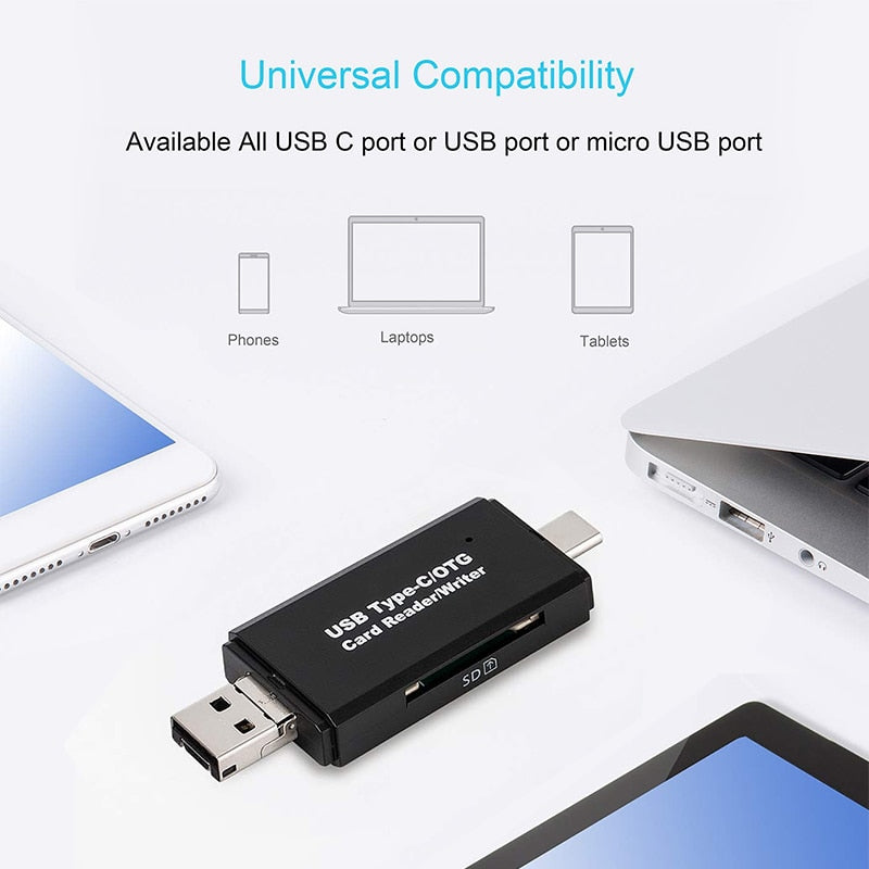 SD-kortleser USB C 3 In 1 TF/Mirco SD Type C Flash Drive Adapter