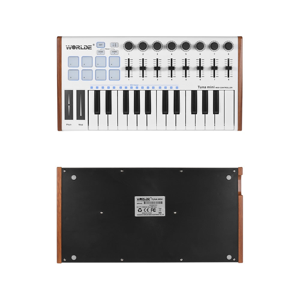 MINI 25-tasters ultrabærbar USB MIDI-tastaturkontroller