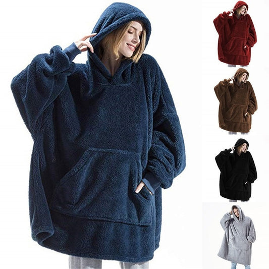 Warm thick Hooded Sweater Blanket Fleece