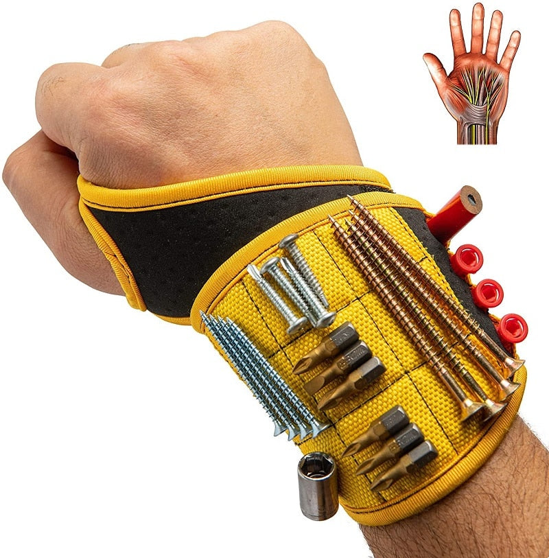 Magnetic Wristband with Strong Magnets Holds Nails and Drill Bit