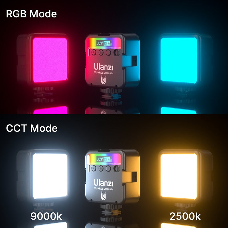 RGB Video Lights Mini LED Camera Light 2000mAh Rechargable