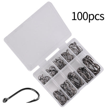 100Pcs Fishing Hooks Set Carbon Steel