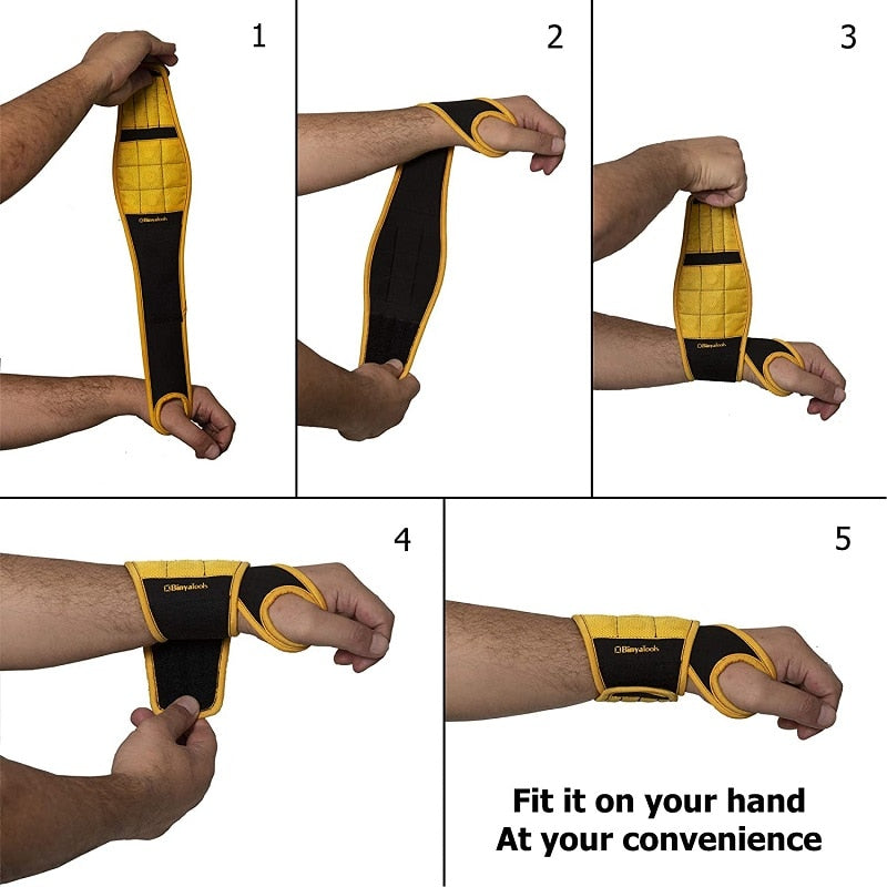 Magnetic Wristband with Strong Magnets Holds Nails and Drill Bit