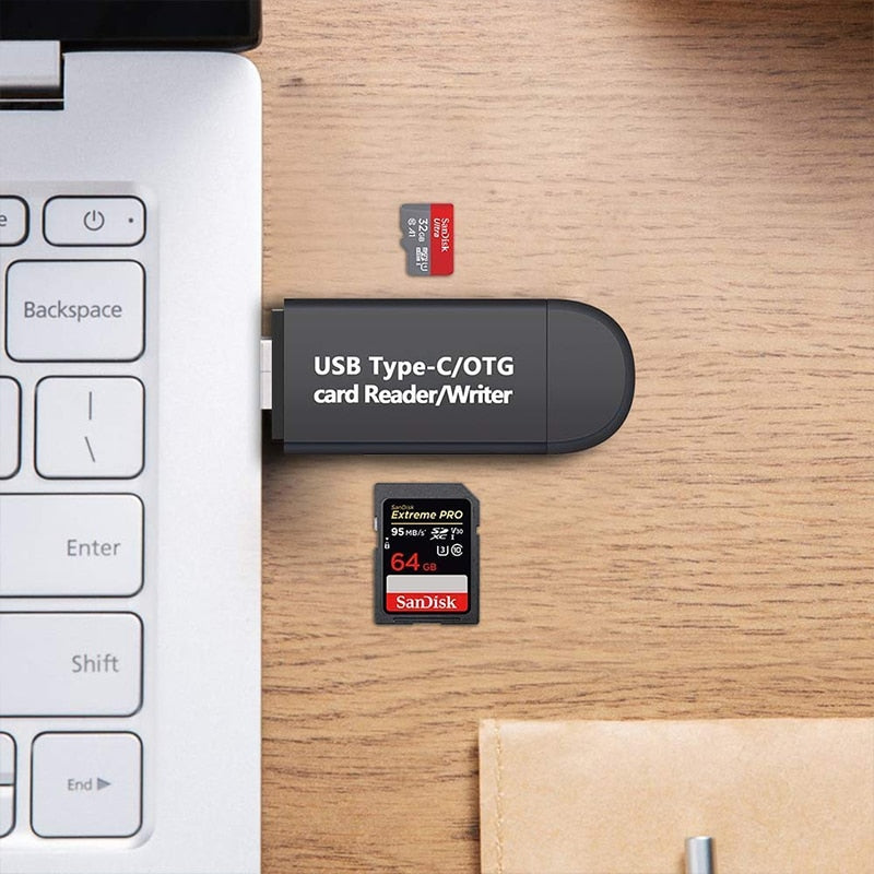 SD-kortleser USB C 3 In 1 TF/Mirco SD Type C Flash Drive Adapter