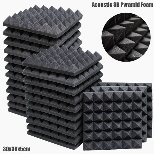 12/24Pcs 30x30x5cm Studio Acoustic Foam Panels Sound Insulation Treatment