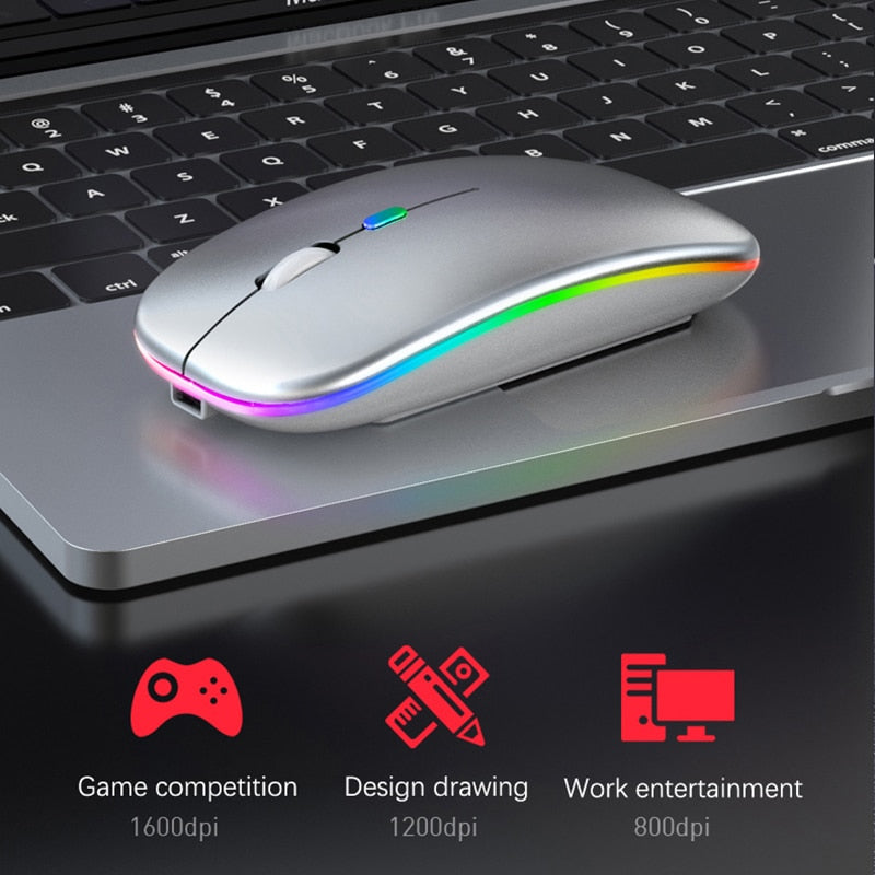 Wireless RGB Rechargeable Bluetooth Mice Mouse With LED Backlit