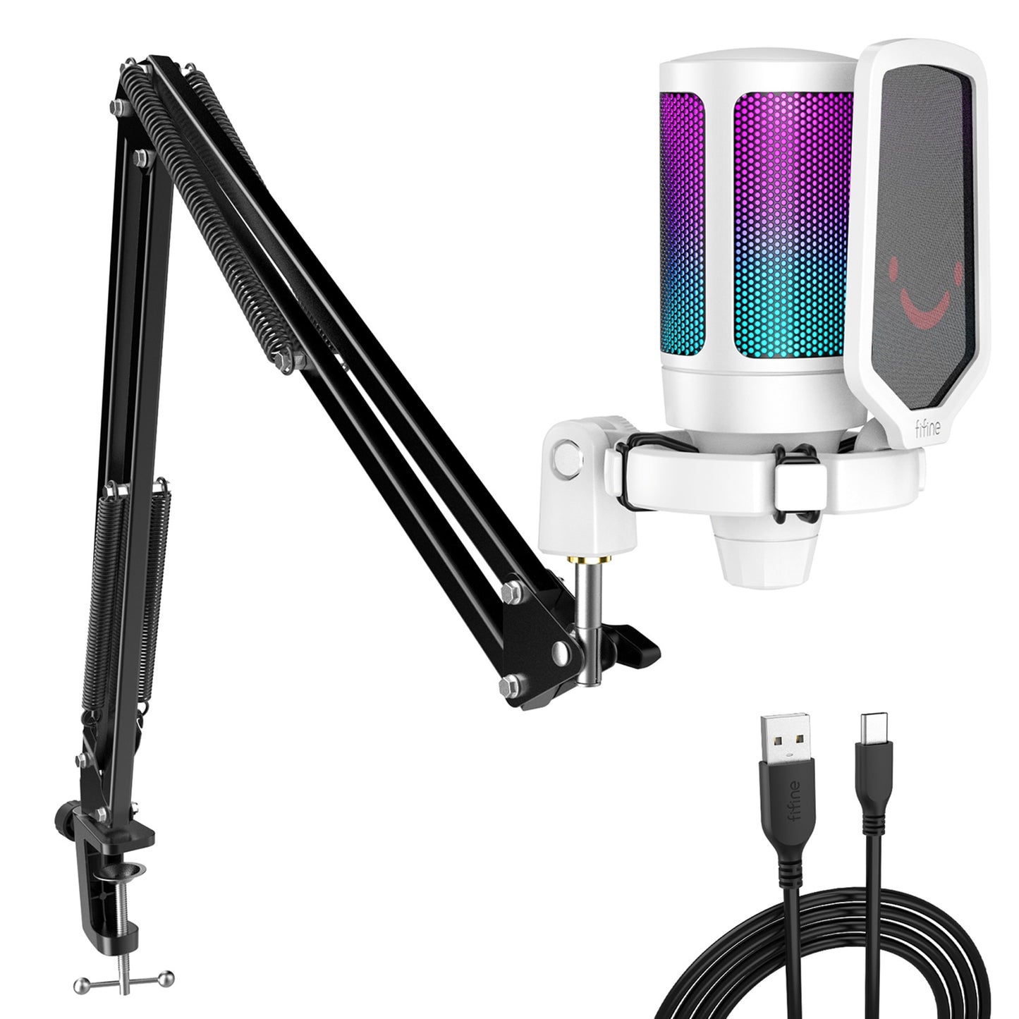 USB Microphone Kit Condenser with Mute Button / RGB / Arm Stand