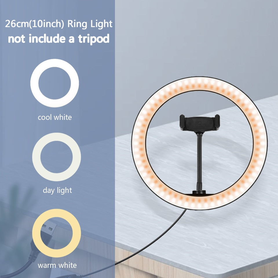 Belysning Telefon Ringlight Stativ Stativ Fjernkontroll Lampe