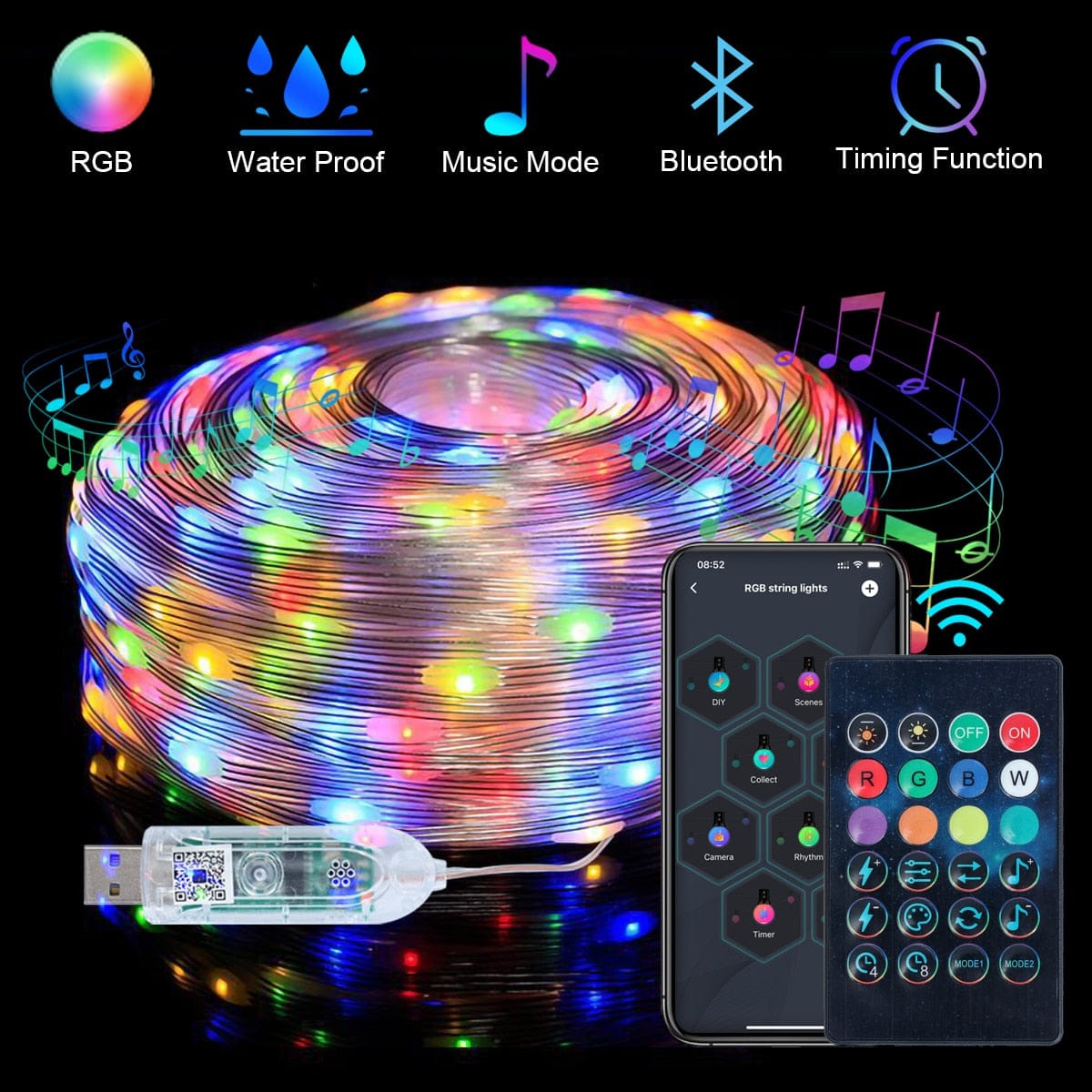 Led Strip Light RGB Infrarød Bluetooth-kontroller