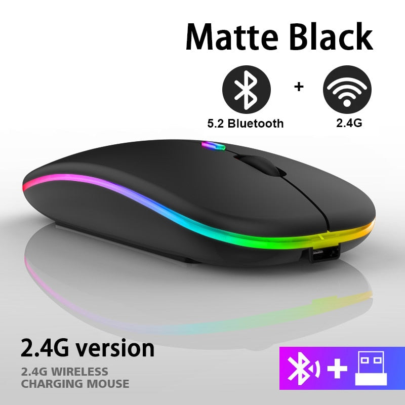 Wireless RGB Rechargeable Bluetooth Mice Mouse With LED Backlit